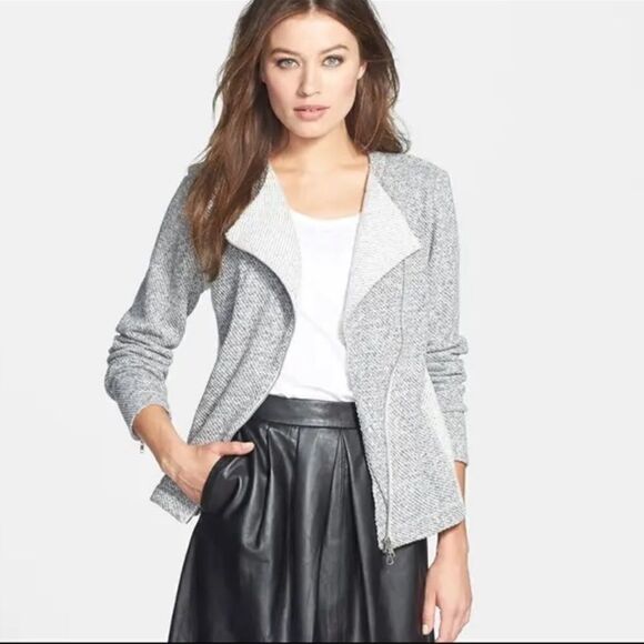 Eileen Fisher Twisted Terry Moto Jacket Gray XS - Picture 2 of 9